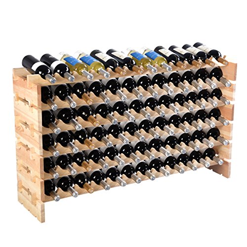Weinregal aus Holz Flaschenregal Weinständer 72 Flaschen Holzregal Weinschrank