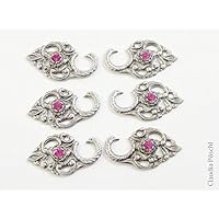 Miederhaken offen Schwanenhals Strass pink Trachtenknopf 6er Set