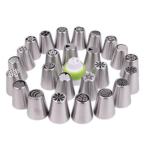 candora® russische Paspelierung Tipps 46pcs 25 Set integrierter Formen Kuchen dekorieren Mund Edelstahl groß Größe Kuchen dekorieren Tools - 2