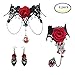 Produktbild Damen Halskette Choker Gothic Blume Charm Spitze Retro Kette Kropband aus Nylon und Metalllegierung,3 PCS