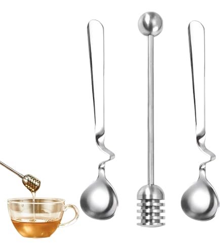 BONHHC Dosatore Miele,cucchiaio da appendere per marmellata e cucchiaio da miele in acciaio inox con spirale,cucchiaio da miele per mescolare,per marmellate,sciroppi,yogurt,melassa