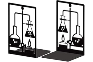 ‎PEACOBLUE Peacoblue Metall-BuchstüTzen-Stopper-Halter füR Regale Dekorative, 13.5 X 11 X 20 cm Moderne Kreative Robuste BuchstüTzen, Stopper-Halter füR Schreibtischregal, 1 Paar (Chemie- Und Laborflaschen)