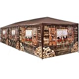 Durch die Spannseile und Heringe steht das Gestell des Gartenpavillons stabil.