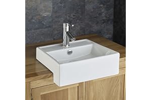 Clickbasin Small 390mm Square Semi Recessed Sink | Mounted on The Counter Edge to give Maximum Space |