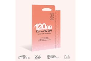 Three PAYG Mobile Broadband SIM, Pre-loaded with 120GB of Data that Lasts up to 12 Months