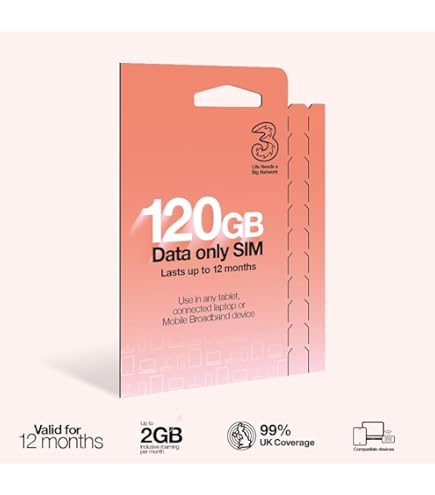 3 Mobile 4G Trio PAYG SIM Pack Preloaded With 12GB Data For Mobile Broadband - View #4