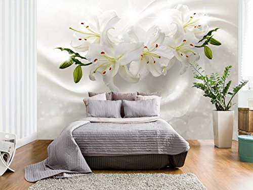 Fototapete Blumen Lilien 400×280 cm – VLIES TAPETE PREMIUM – PROFI QUALITÄT – Top moderne Wanddeko – Riesen Wandbild – Top Design Tapete – Neue exklusive Edition mit noch besser Druckauflösung – Deutsches Premium Vlies – Abstrakt Blumen Lilien b-A-0347-a-a - 2