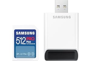 Samsung PRO Plus karta SD, 512 GB, UHS-I U3, Full HD i 4K UHD, odczyt 180 MB/s, zapis 130 MB/s, karta pamięci do kamer i dronów, w zestawie czytnik kart USB, MB-SD512SB/WW