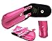 Tweezers Kit - 2 pieces professional eyebrow tweezers hair beauty stainless steel - Hand made - Tools slant & pointed - flat tip eyelash tweezers (Pink Floral Tweezers in Pink Case)