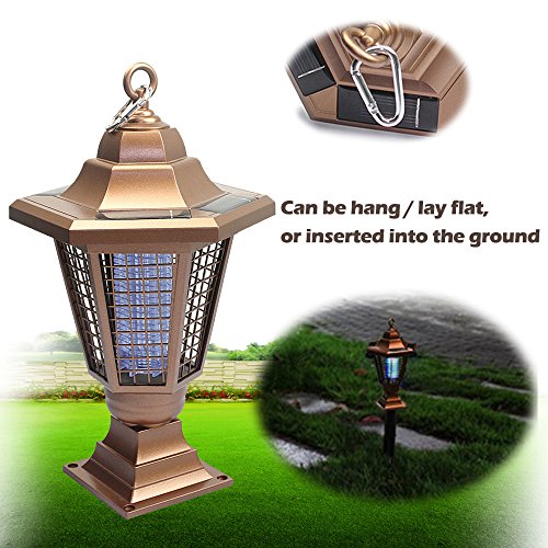 iRegro Solar Insektenkiller Lampe, Solarleuchte Insektenvernichter Camping Insektenschutz Lampe, Garten Dekorative Licht, Bug Zapper, Insektenabwehr für draußen Universalschutz und Dekoration - 4