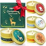 LA BELLEFÉE Bougies Parfumées de Cire de Soja Naturelle Coffret Cadeau pour Noël - Heure Durée 4 x 15 H