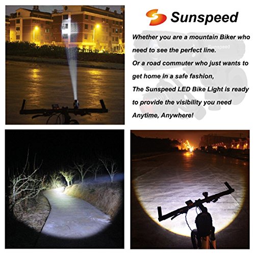 SUNSPEED Fahrradlicht Set,Fahrradbeleuchtung,Fahrradlampe/inkl. Frontlicht und Rücklicht über USB auflanden/500 Lumen /3 Licht-Modi - 6