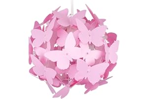 MiniSun | Modern Bright Pink Butterflies Ceiling Chandelier Lamp Shade | Pendant Lights, Home Décor & Improvement Essential | 315mm Shade Width