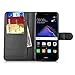 Produktbild Huawei P8 lite 2017 hülle, KuGi Huawei P8 lite 2017 hülle / Fall - Hochwertige PU-Leder Ständer Wallet hülle für Huawei P8 lite 2017 51091CDM Smartphone.(Schwarz)