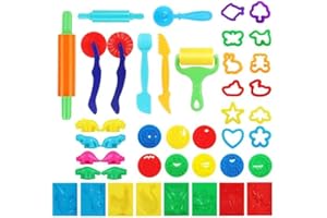 RISVOWO Play Dough Modeler Kit, 40 Pièces Accessoires Pâte à Modeler, Outils de Modelage pour Pâte à Modeler, Accessoire Pâte, Moules, Forme, Rouleau à Pâtisserie Cadeau pour Filles Garçons