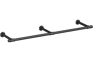 SONGMICS Perchero de Pared, Colgador de Pared, Estilo Industrial, Ahorra Espacio, 30,4 x 170 x 7 cm, Capacidad de Carga de 68 kg, Fácil Montaje, para Espacios Reducidos, Negro HSR104B01