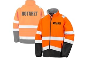 Fassbender-Druck WARNWESTEN - NOTARZT Sicherheitsjacke GELB aus Softshell - Gelb Warnjacke nach EN ISO 20471 zertifiziert - Unisex und hochwertigem Reflektorstreifen