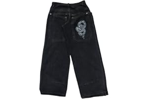 ORANDESIGNE Y2K Jeans Uomo Larghi Pantaloni Cargo Men's Jeans Hip Hop Pantaloni Larghi Denim Pantaloni Pantaloni a Gamba Larga Streetwear