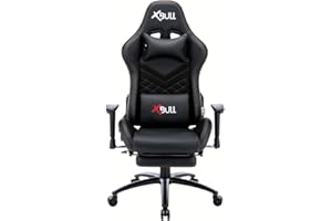PIUSHOPPING X-Bull - Sedia Gaming Ergonomica XL, Poltrona Gamer Ideale per Lavorare al PC, Sedia da Ufficio con Supporto Lombare, Reclinabile e Completamente Regolabile, Gaming Chair con Poggiapiedi in Tessuto