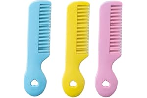 BESMRPG 3pcs Set Blue,Pink,Yellow(3Pieces) Gentle Soft Safe Toddler Hair Brush,Bath Essentials Teeth Shape Hairbrush Stuff Newborn Toiletries,Hairs Grooming Cleaning Items for Children's Grooming Bath