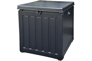 Gardiun Baúl de Resina para Exterior Soften Small 42,8x42,8x46,4 cm Capacidad 76L, Cinta de Sujeción para Tapa y Asas Laterales