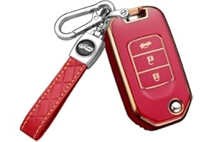 HIBEYO Etui na kluczyki samochodowe pasuje do Hondy, etui na klucze, do pilota zdalnego sterowania, Honda Vezel CR-V, Jazz, Civic, HR-V, pęk kluczy, breloczek do kluczy, breloczek do kluczy, składany, 3 przyciski (czerwony)