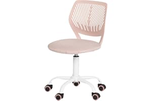 FurnitureR Set of 1 Desk Chair, Adjustable Height Task Chair, Swivel Chair with Small Hole Backrest Design for Bedroom Study Room, Morandi Pink