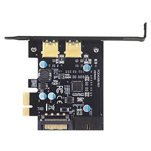 Mailiya PCI-E to USB 3.0 2-Port PCI Express Card,Mini PCI-E USB 3.0 Hub Controller Adapter with 15-Pin Power Connector and 1 USB 3.0 20-Pin Connector - Expand Another Two USB 3.0 Ports