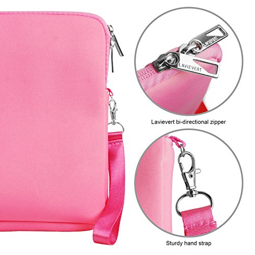 Lavievert weiches Neopren Hülle Sleeve Laptoptasche, Schutzhülle Tasche für 13 Zoll MacBook Air / Pro / Pro Retina und 13-13,3 Zoll Laptop / Notebook Computer / Ultrabook mit dem Reißverschluss (Farbe: Schwarz/Pink) (Pink) - 4