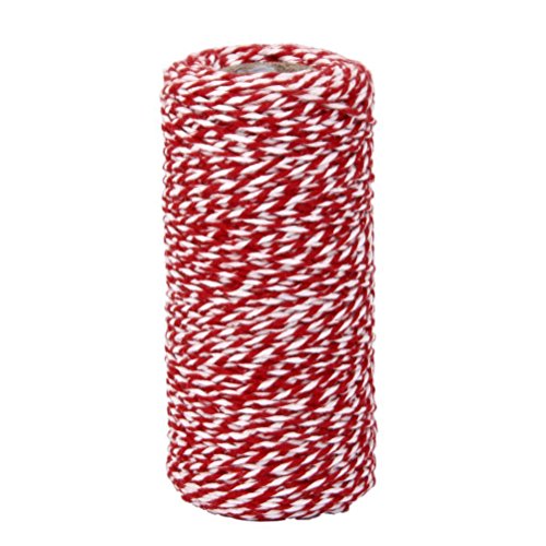 WINOMO 100m Baumwolle Bäcker Schnur String Kordel Glas Flasche Geschenk Box Decor Craft (rot + weiß) - 4