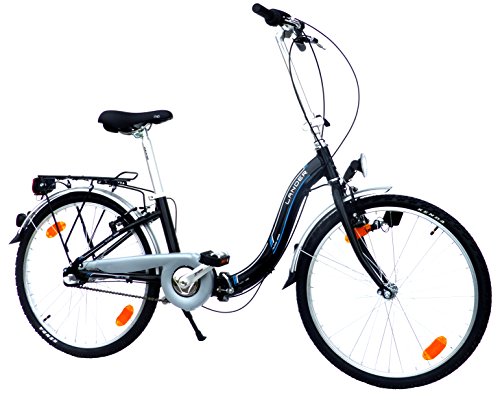 LANDER Faltrad 24" Zoll (=61cm) 3 Gang Aluminiumrahmen StVZO-Ausstattung schwarz