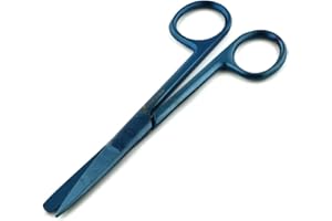 COMDENT Nursing Scissors, Dressing Scissors 14.5cm, Pet Grooming, First Aid, Home Use … (14sm STR Sharp/Blunt, Blue - Titanium)