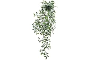 DERUXAN Artificial hanging plant Artificial Potted Plant artificial decorative plant hanging artificial plant fake plant for Indoor/Outdoor Decoration (deep green)