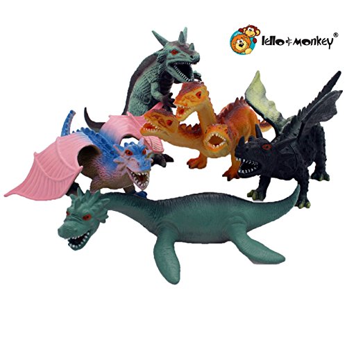 Lello and Monkey Figuras de dragón de juguete - juego de 5