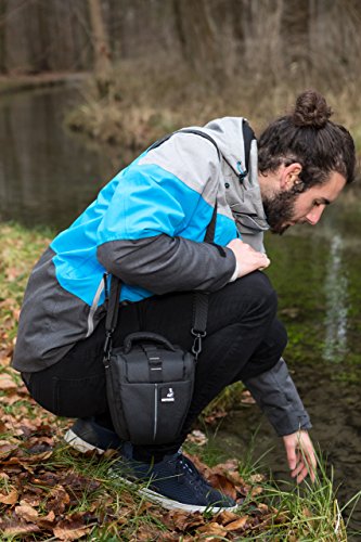 Sac   tui Bodyguard Colt M Sacoche pour appareil photo avec housse de pluie pour tous les appareils photo SLR avec objectifs jusqu    18cm    l exempe de Canon EOS 70D 77D 80D 200D 1300D 700D 750D 760D 77D 800D Nikon D3300 D3400 D5100 D5300 D5500