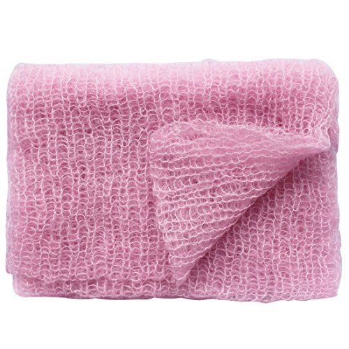 iEFiEL Newborn Baby Mohair Crochet Knit Wrap Blanket Photography Prop (Pink)