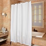 Duschvorhang Weiß, MOMONY Anti-Schimmel Anti-Bakteriell Wasserabweisender Stoff duschvorhang textil, PEVA mit 8 Duschvorhangringe für Badezimmer Wasserdicht, Vielfalt Größe