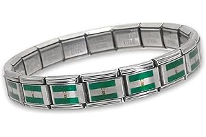 Feyma Pulsera con bandera de Andalucía de eslabones en acero inoxidable – Regalo simbólico elegante