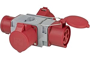 Brennenstuhl CEE Adapter Power Distributor IP44 (1x CEE plug 400V/32A & 3x CEE sockets 400V/32A, for permanent use in outdoor areas, construction sites and farms)