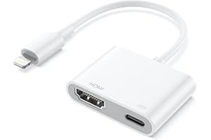 OLKIEQZ Lightning HDMI Adaptateur pour iPhone 【Certifié MFi】 iPhone/iPads 1080P HDMI Adaptateur Câbles AV Numérique Vidéo Audio Sync Hronisation d'écran Connecteur Chargeur, Compatible avec Tous Les iOS