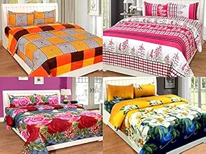 Cool Dealzz Cotton Double Bedsheets Along with 8 Pillow Covers - Combo Pack of 4(Modern,Multicolour)