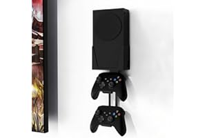 GAMSURFING Support mural pour Xbox Series S – Tout en métal à suspendre au mur près ou derrière la TV gauche/droite, kit de montage mural avec support de manette amovible, noir