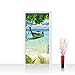Produktbild Türtapete selbstklebend 91x211 cm PREMIUM PLUS Tür Fototapete Türposter Türpanel Foto Tapete Bild - Strand Meer Boot Palme Wolken - no. 649
