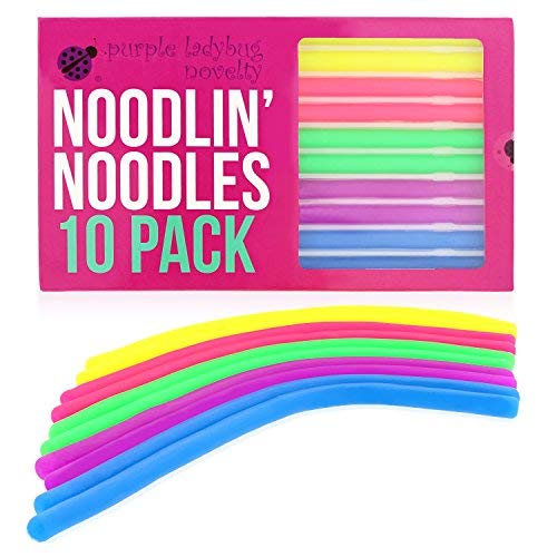Purple Ladybug Novelty Jouet Anti-Stress Noodlin' Noodles de Lot x 10 Nouilles Élastiques | pour Enfants, Filles, Garçons et Adultes | Objets Fidget pour Se Relaxer et Utiliser Ses Mains et Ses Bras