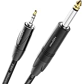 deleyCON 1m 6,35mm Mono auf 3,5mm Stereo Klinke Klinkenkabel AUX - Studio Qualität - aus reinem OFC Kupfer (AWG24) - Für E-Gi