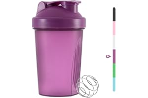 huiyoujiu Protein Shaker Bottle, Supplements Shakers with Mixing Ball, Portable Workout Water Cup with Leakproof Flip-on Lid, 400ml Fitness Milkshake Bottle for Gym, Sports, Fitness