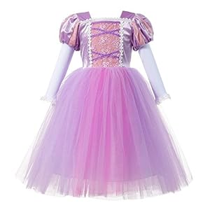 Disfraz de la princesa Rapunzel para niña, de color rosa