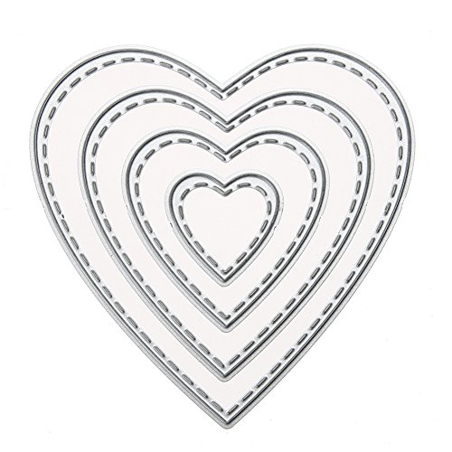 Amazingdeal365 4 PCS Herz Metall Form Schablonen Schneiden DIY Dekor Sammelalbum Karten Buchzeichen Lesezeichen als Geschenk für Freunde Geburtstag Kinder,Kindergarten Hobby Schule Handarbeit Unterricht usw. Ein tolles Geschenk!