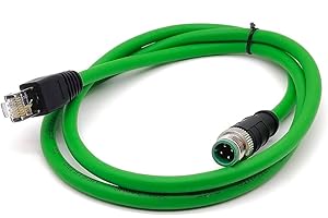 Elecbee Cavo Patch da M12 RJ45 1M, 4 Pin D Codice Montaggio Maschio Rj45 Ethernet Schermato di Rete Connettore Maschio Ip67 Impermeabile per Applicazioni Industriali Unshiled AWG22