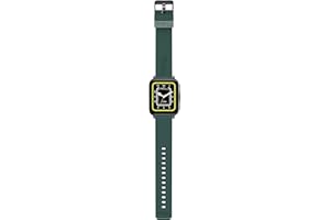 BREIL, Smartwatch SBT-2, con Doble Correa Intercambiable en Silicona Verde con Patrón Tribe y en Punto de Malla Plateado, Caja Negra, Conectividad Bluetooth, Cierre de Pasador